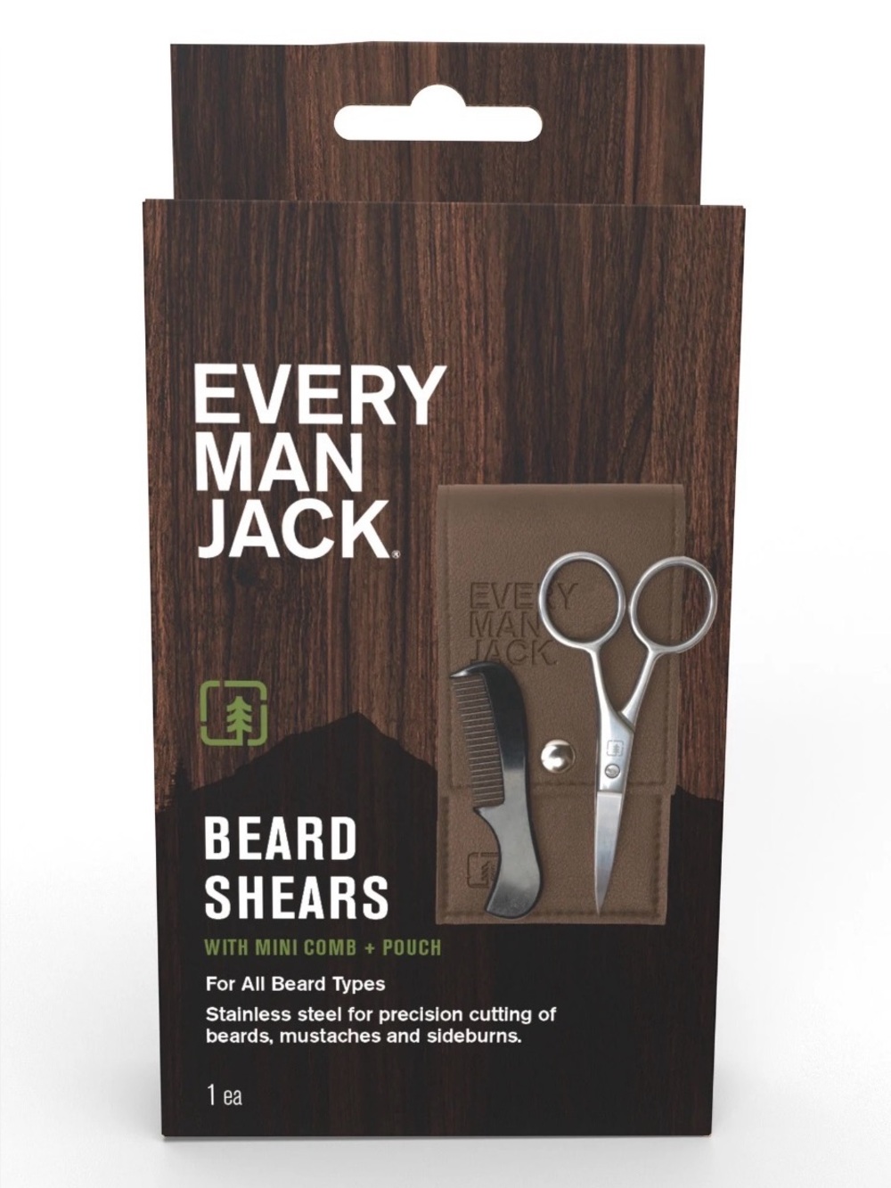 Every Man Jack Beard Shears with Mini Comb & Pouch